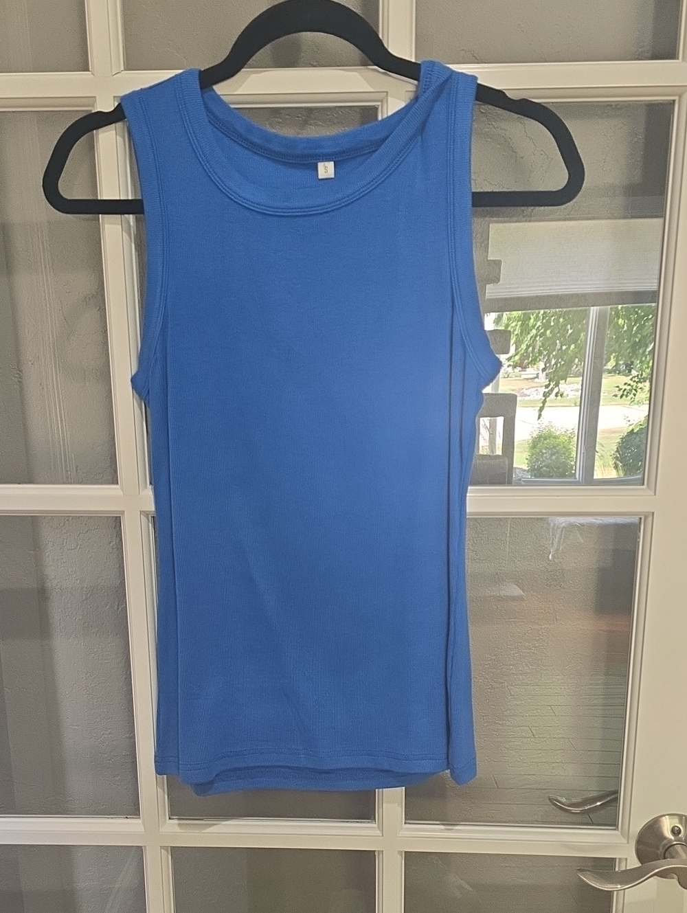 Zeagoo Bright Blue Ribbed Tank Top - Sleeveless Crew Neck
